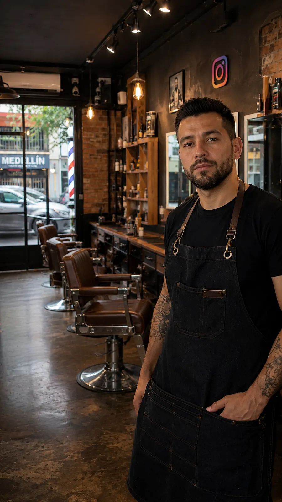Barbero usando Radar Local en su local